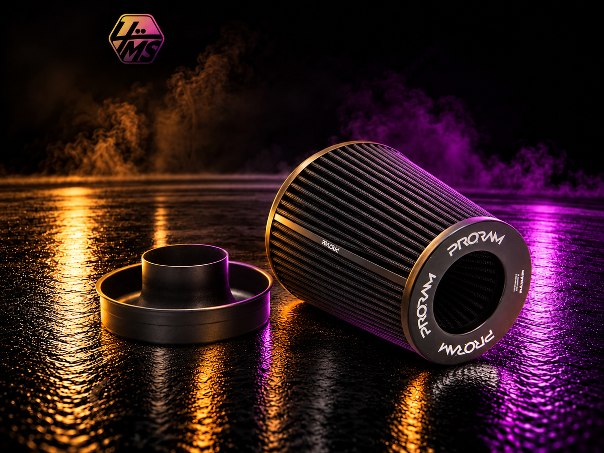Ramair PRORAM Pleated Universal XL Cone Air Filter with Velocity Stack - 90mm (3.5") OD – PR-CC-196-VS-90-BK