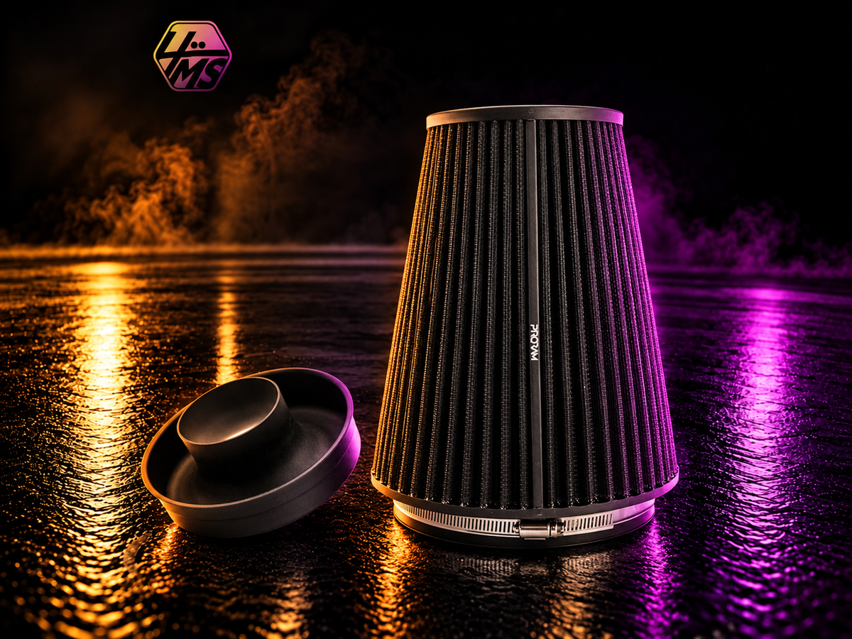Ramair PRORAM Pleated Universal XL Cone Air Filter with Velocity Stack - 102mm (4") OD – PR-CC-196-VS-102-BK