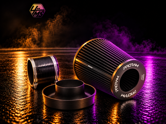 Ramair PRORAM Pleated Universal XL Cone Air Filter with Velocity Stack - 76mm (3") OD – PR-CC-196-VS-76-BK