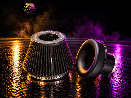 Ramair PRORAM Pleated Universal XL Cone Air Filter with Velocity Stack - 90mm (3.5") OD – PR-CC-196-VS-90-BK