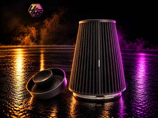 Ramair PRORAM Pleated Universal XL Cone Air Filter with Velocity Stack - 102mm (4") OD – PR-CC-196-VS-102-BK